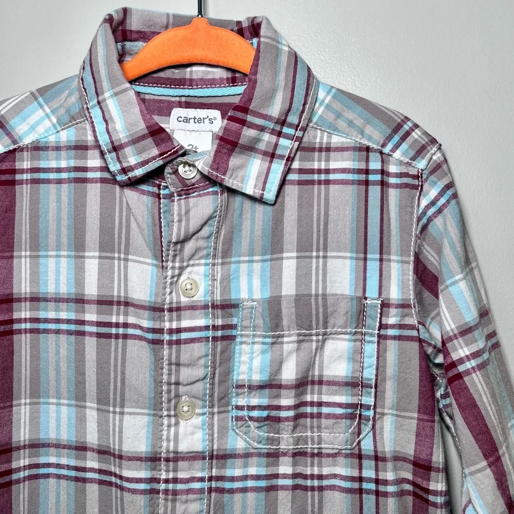 Boys 2T Plaid Button Up Shirt Set 3 Cotton Carter’s Children’s Place Kids R Us